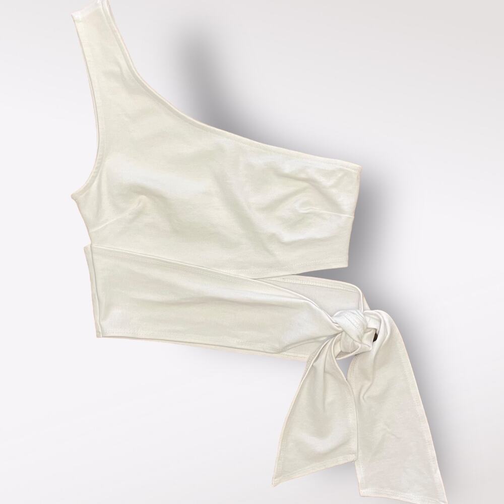 Urban Outfitters‎ White One Shoulder Tie Tank Top Size S
